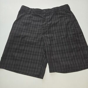IZOD Men's Plaid Black  Gray Bermuda Golf Dress Shorts Size 34 Casual Preppy Out